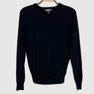 Brooks Brothers Country Club Sweater V Neck Black Pullover Size Small